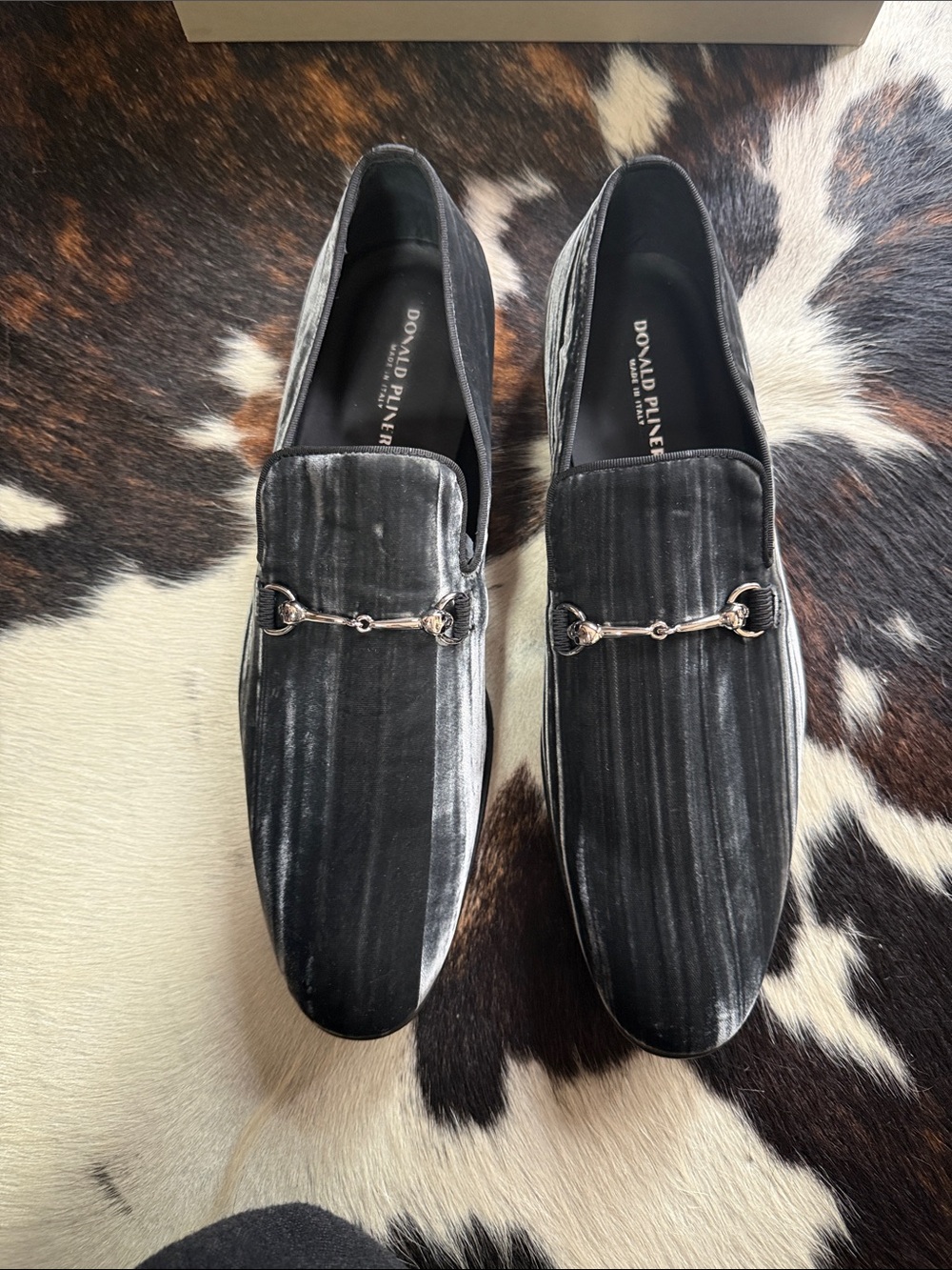 Donald J. Pliner Black Velvet Skull-Detail Shawn Loafers Shoes